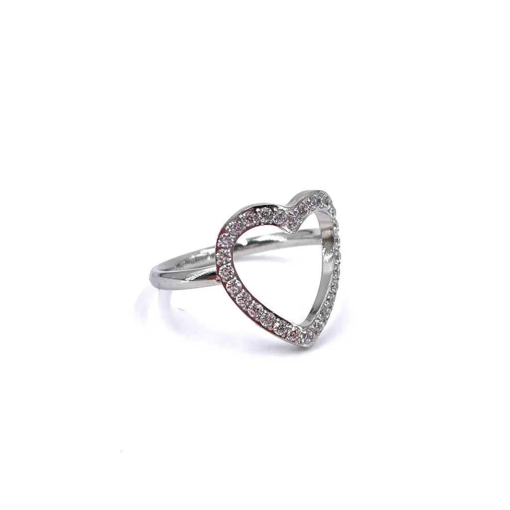 Bague en cœur argenté