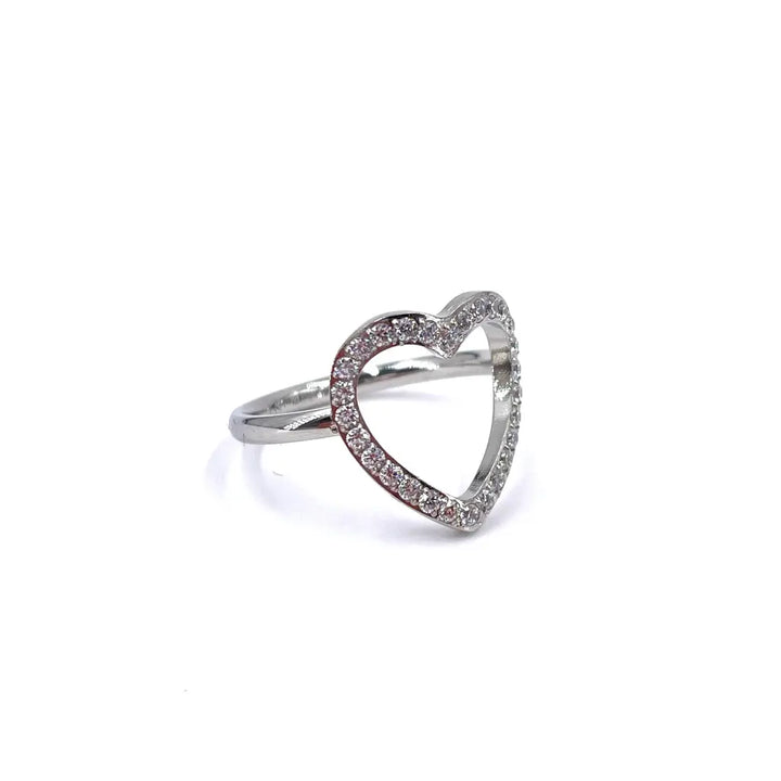 Bague en cœur argenté