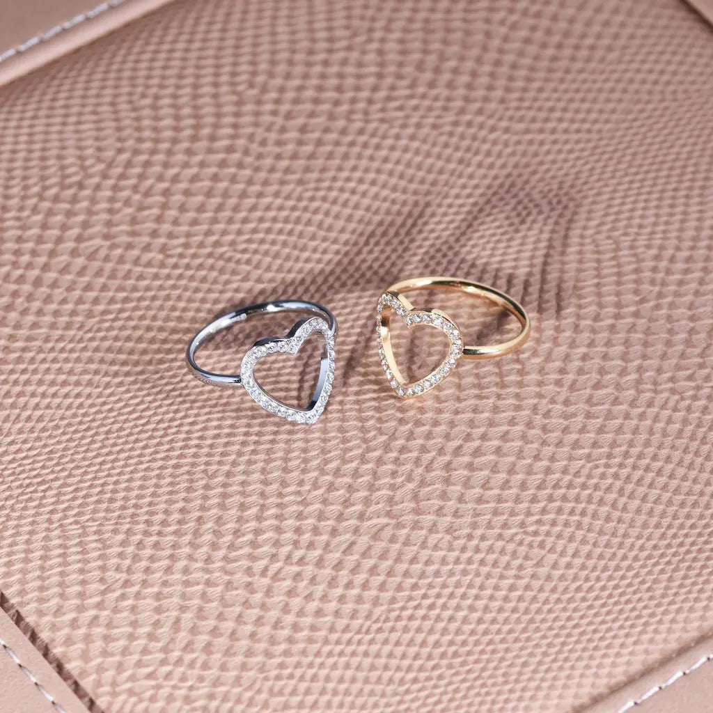 Bague en cœur doré et argenté