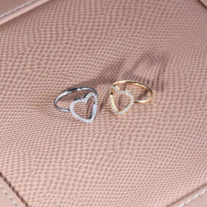 Bague en cœur doré et argenté