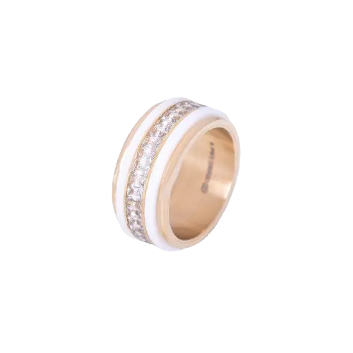 Bague large acier Femme doré 2