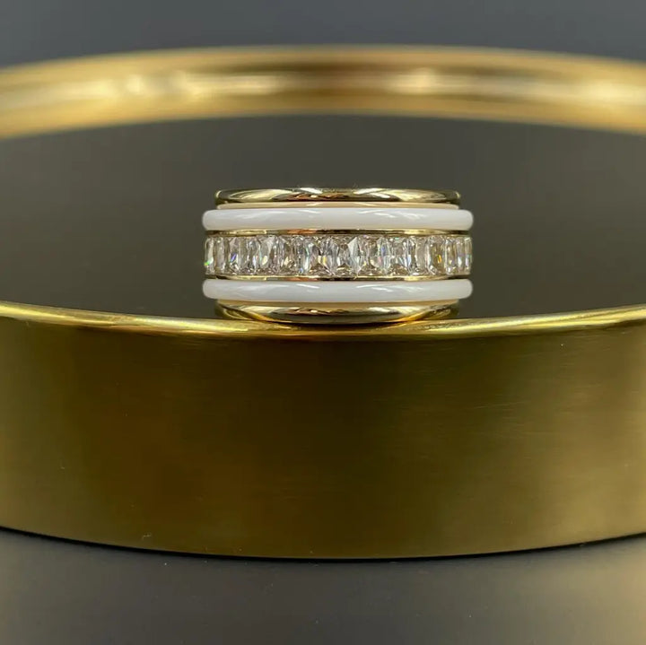 Bague Large Acier Femme Doré