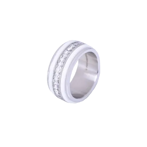 Bague large acier Femme argenté 3