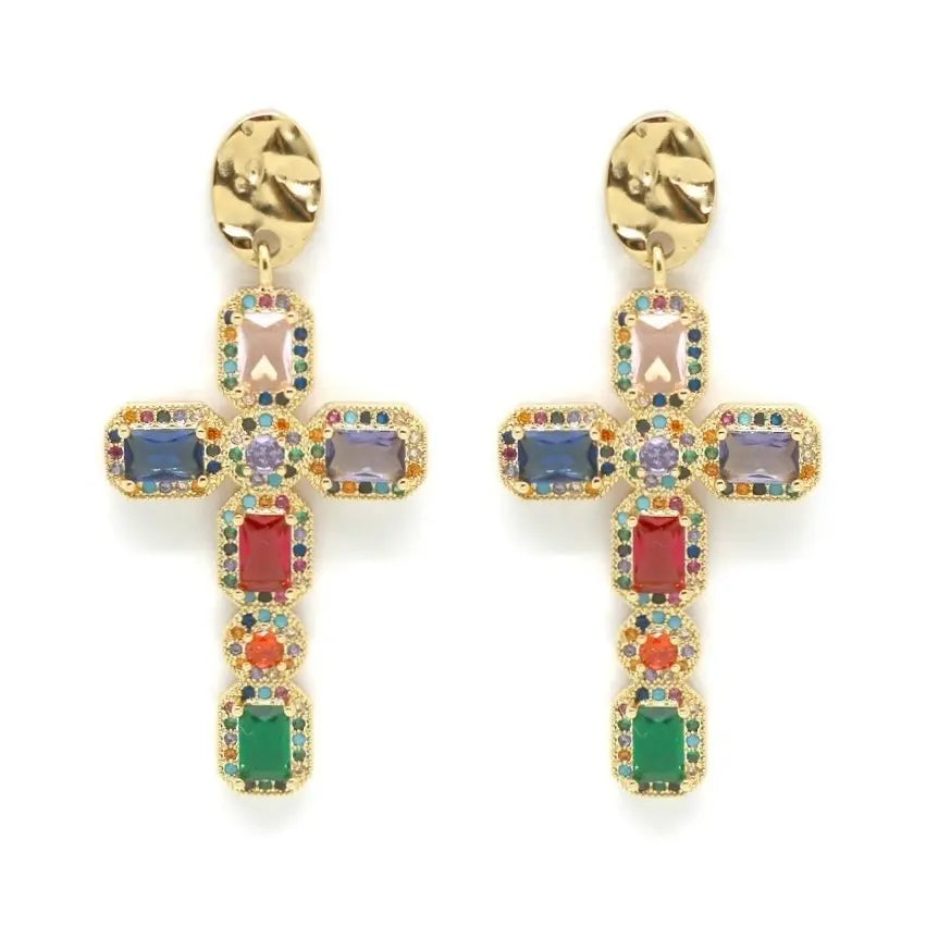 Boucles d'Oreilles Croix Strass NOE