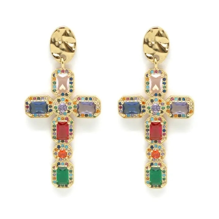 Boucles d'Oreilles Croix Strass NOE