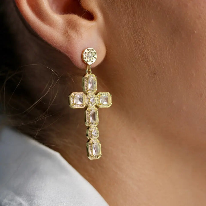 Boucles d'Oreilles Croix Strass NOE 2