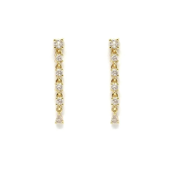 Boucles d’oreilles longues strass en acier inoxydable composées de six strass vert