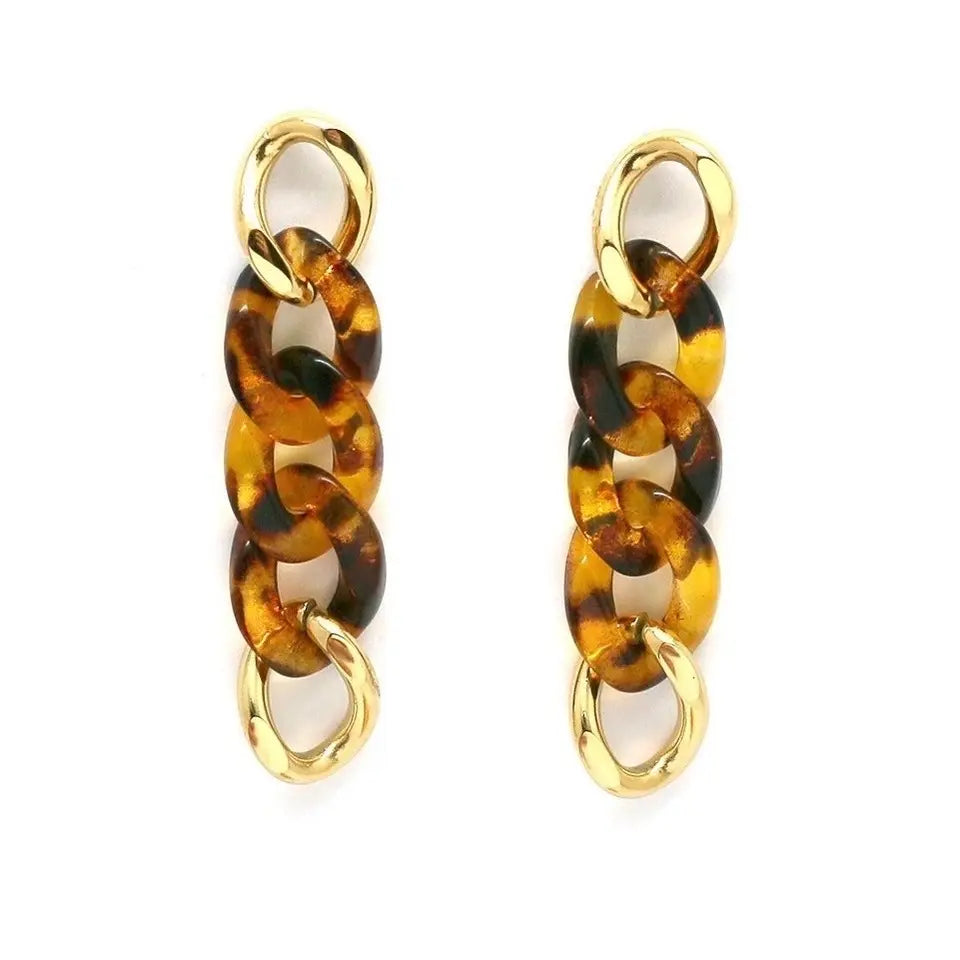 Boucles d’oreilles chaine maille résine.