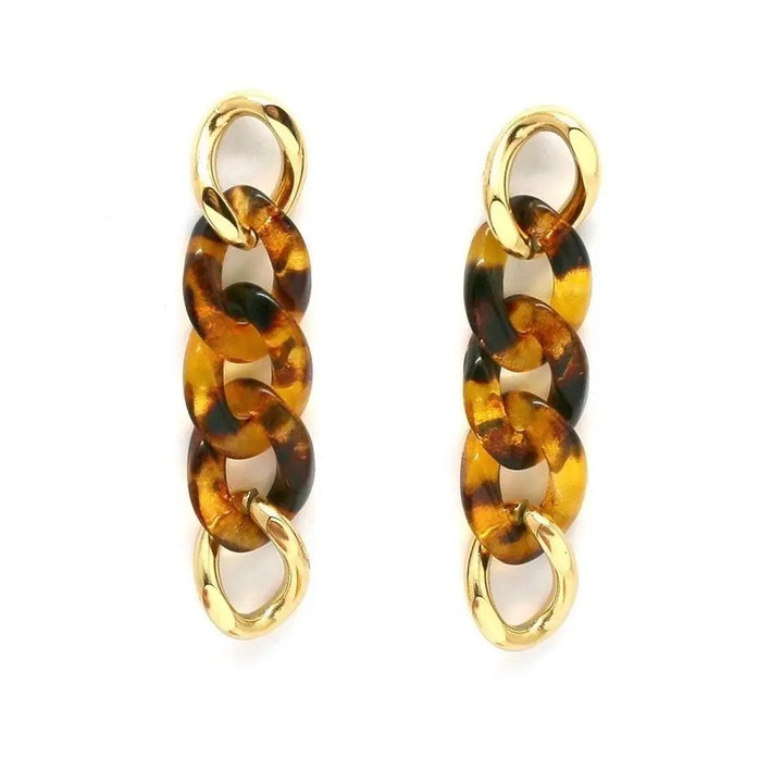 Boucles d’oreilles chaine maille résine.