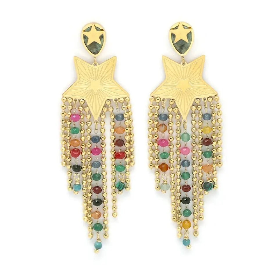 Boucles d'oreilles pendantes multicolore femme