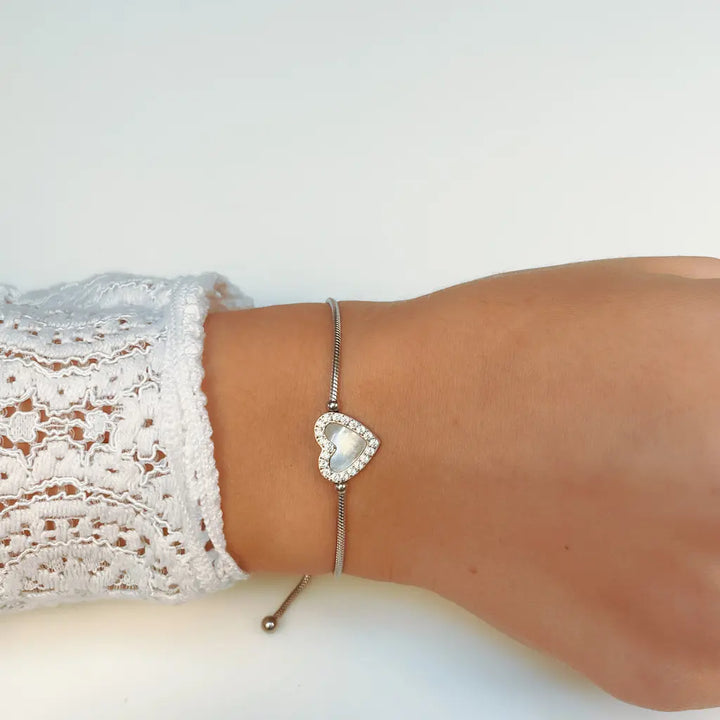 Bracelet Fin Cœur Argenté