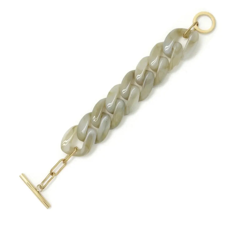 Bracelet grosse maille en plastique vert lichen