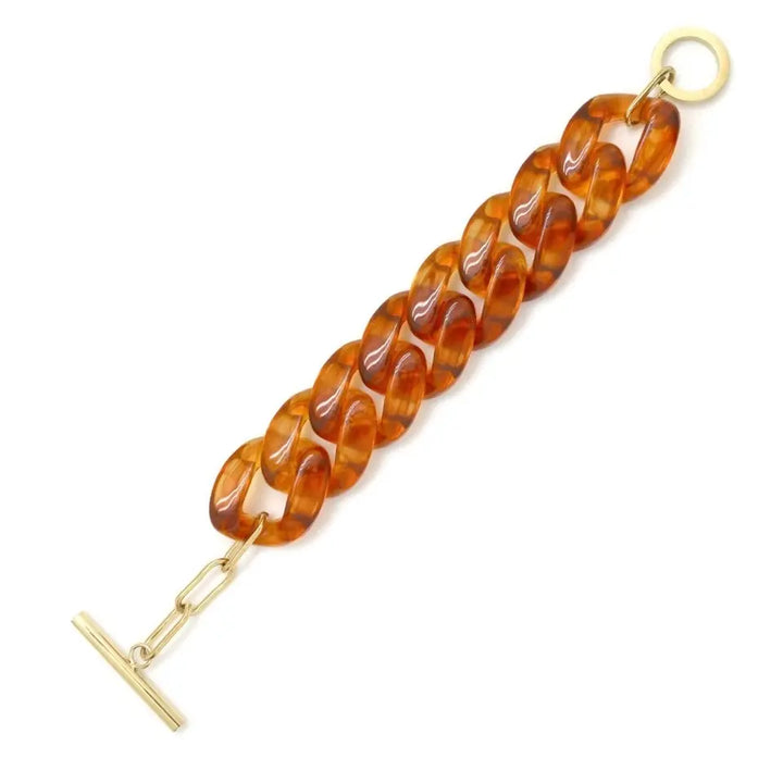 Bracelet grosse maille en plastique léopard