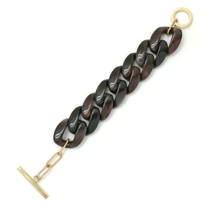 Bracelet grosse maille en plastique marron