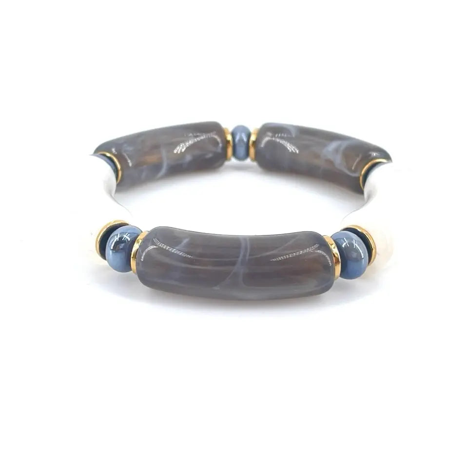 bracelet jonc résine sandro perle céramique grise et résine blanche grise