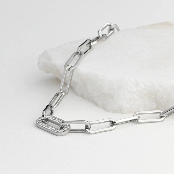 Collier Chaine Ras de Cou argenté