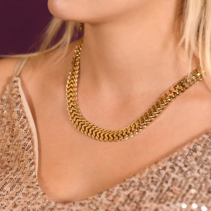 Collier double maille gourmette