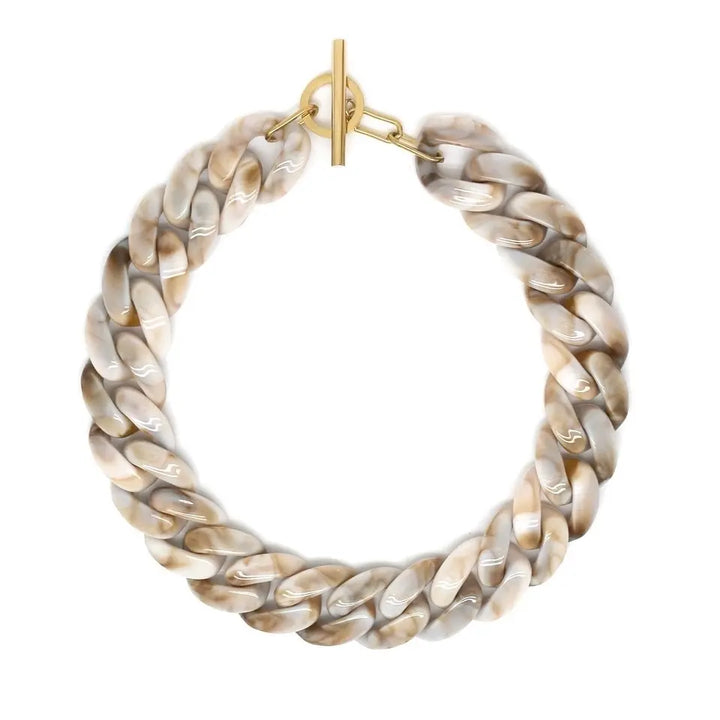 Collier Grosse Maille Résine Beige