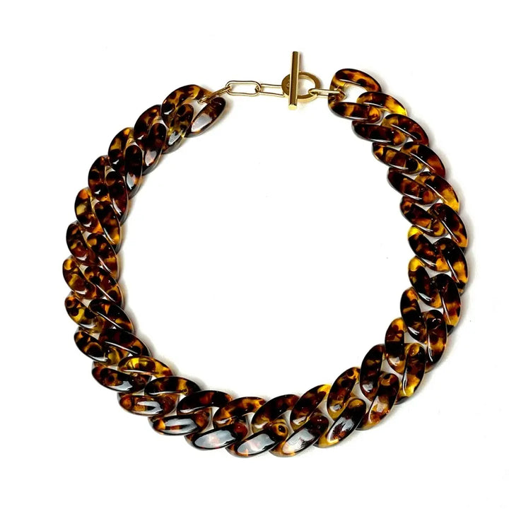 Collier Grosse Maille Résine Léopard