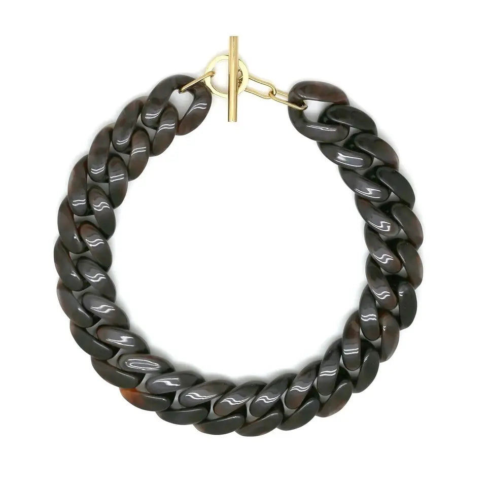 Collier Grosse Maille Résine Marron