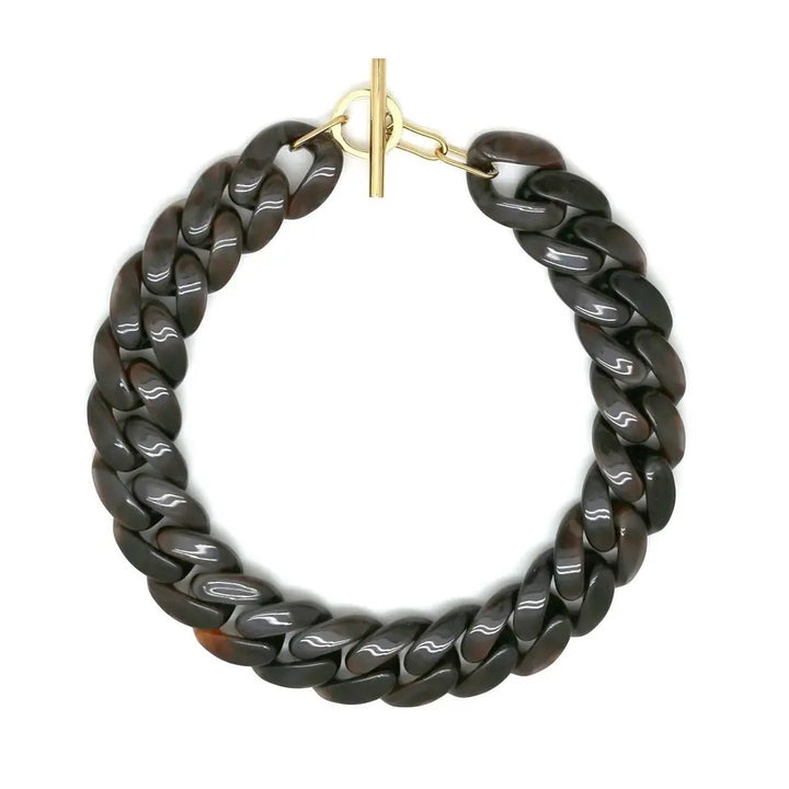 Collier Grosse Maille Résine Marron