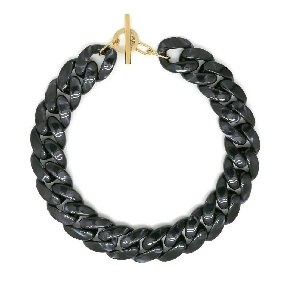 Collier Grosse Maille Résine Noir