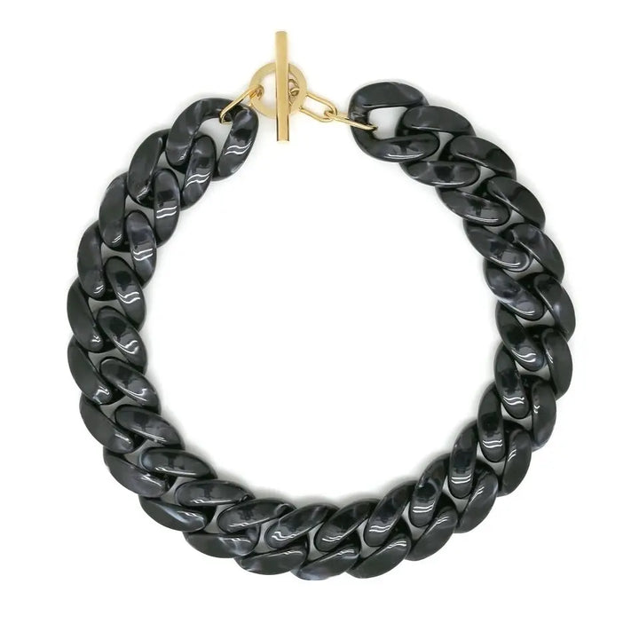 Collier Grosse Maille Résine Noir