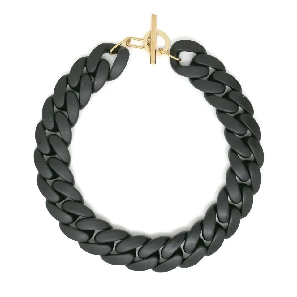 Collier Grosse Maille Résine Noir mat