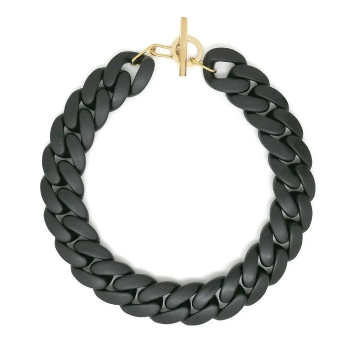 Collier Grosse Maille Résine Noir mat