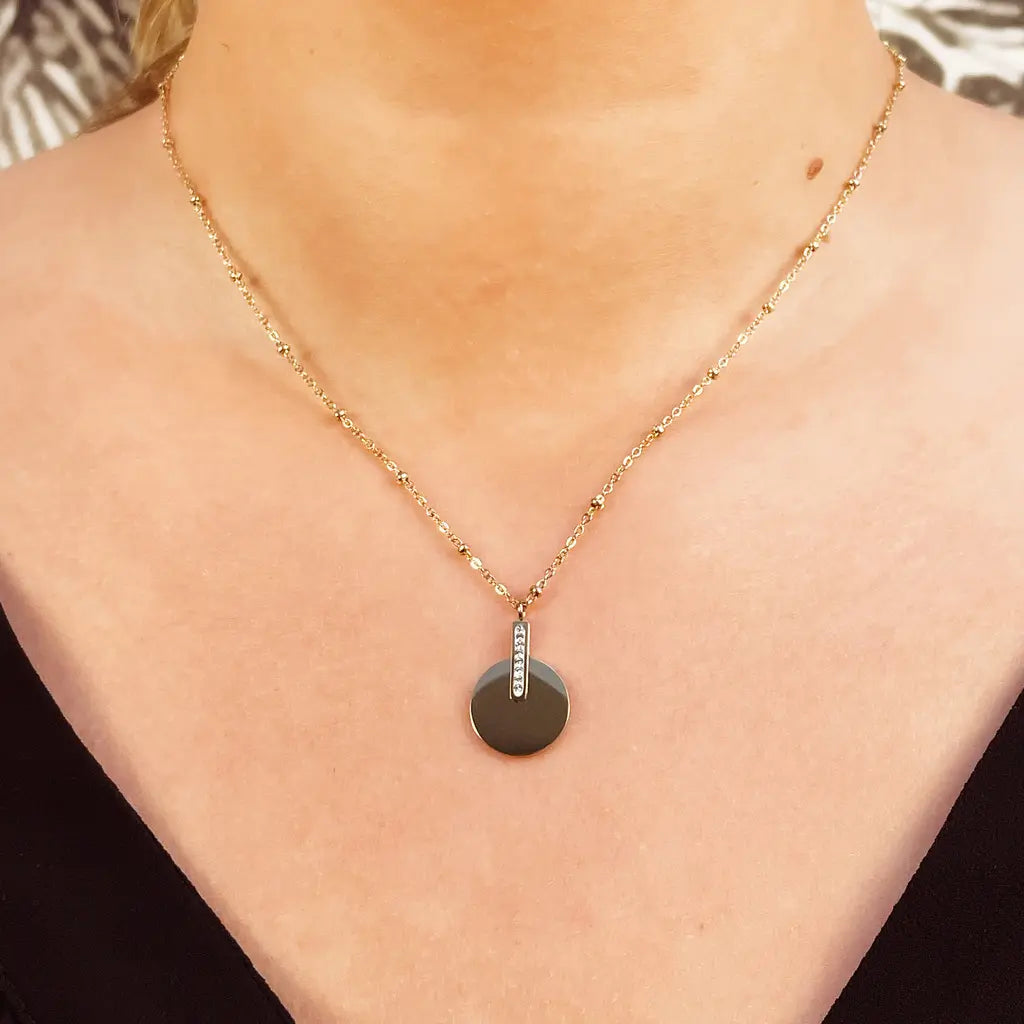 Collier Strass Ras de Cou Doré