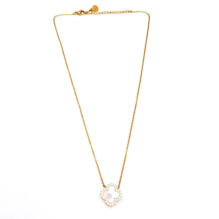 Collier trefle nacre doré