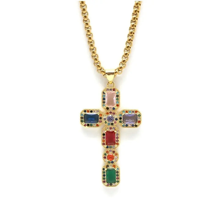 Sautoir en strass multicolores