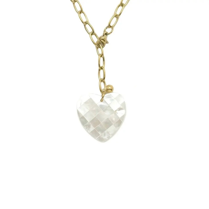 Collier sautoir coeur nacre